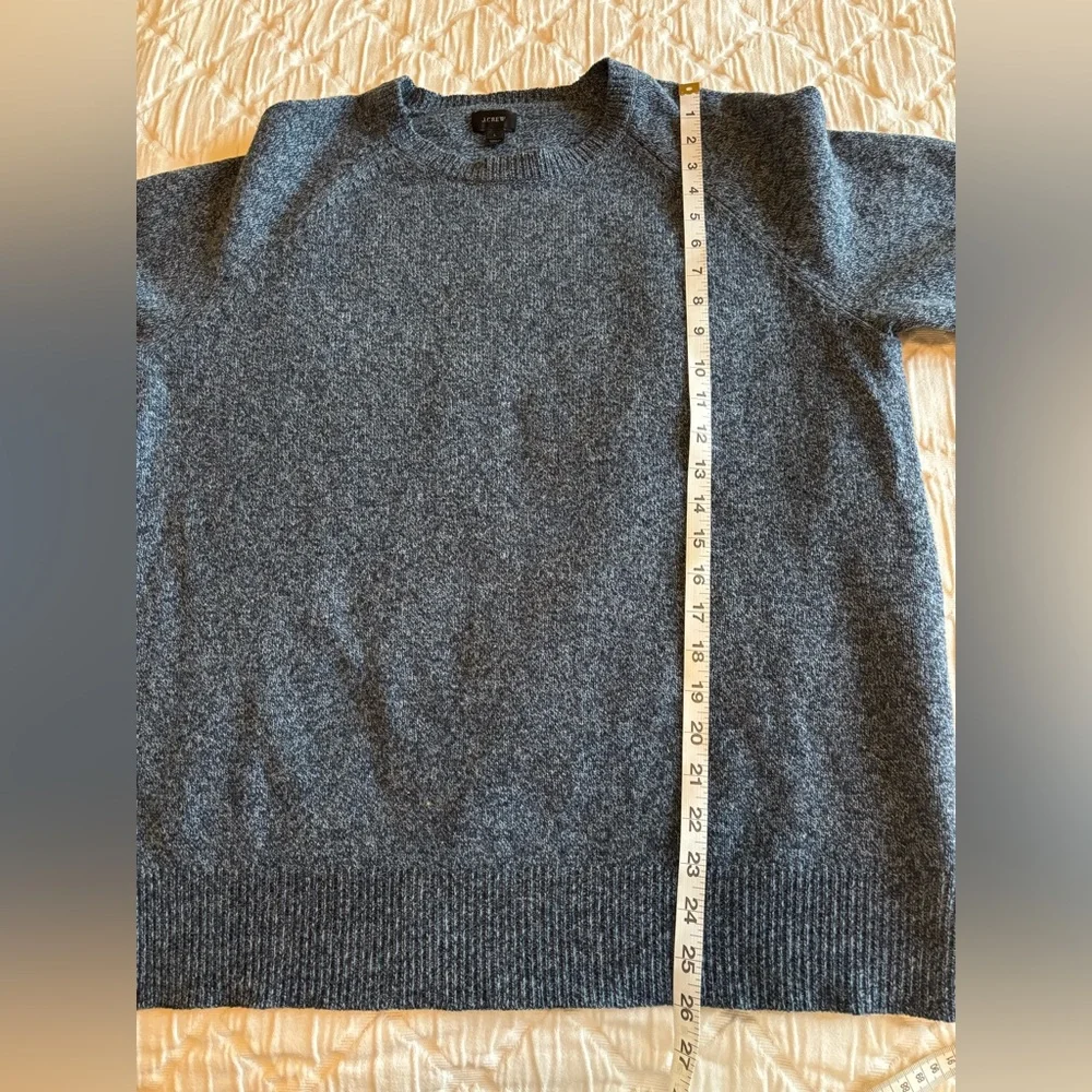 J. Crew Men’s 100%‎ LambsWool Knit Blue Ivory Crew Neck Long Sleeve Sweater Sz L